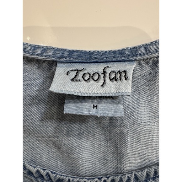 Denim maxi dress sleeveless button slip size medium Boho‎ cottage Toofan Tencel - Picture 3 of 8